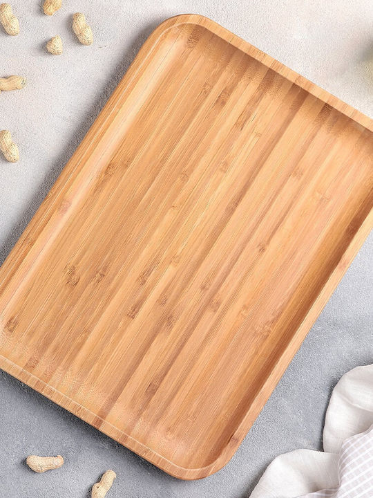 Bambus Holz Servierplatte Für Speisen Vorspeisen Desserts Pizza 30 X 20 Cm Braune