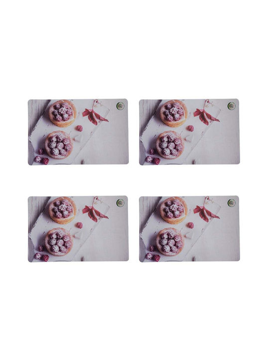 Plate Support Set Serving Meals Pufo Sweet Raspberry Design 4 Pieces 44 X 29 Cm