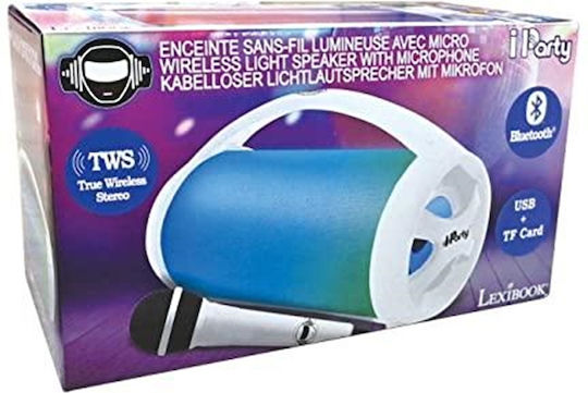 Lexibook Karaoke Speaker with Wired Microphone and Lighting Effects Iparty Bluetooth Speaker Lights BTP585Z White