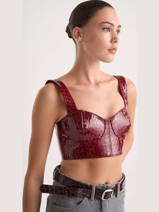 Women's Blouse Corset Animal Print Bordeaux