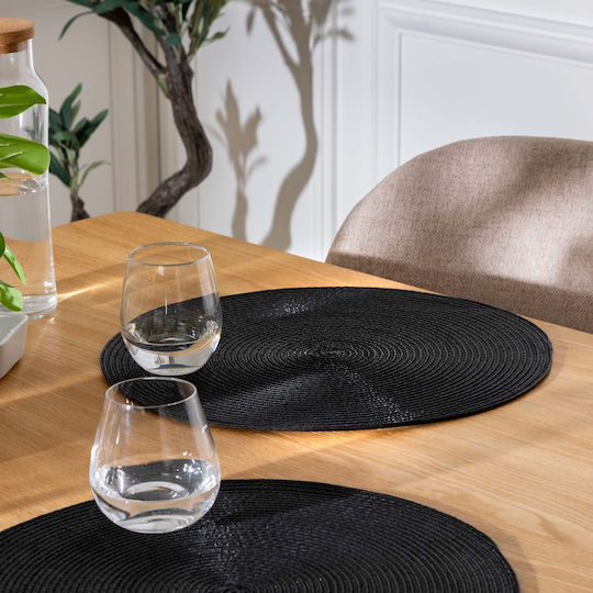 Atmosphera Round Fabric Placemat Black 38cm