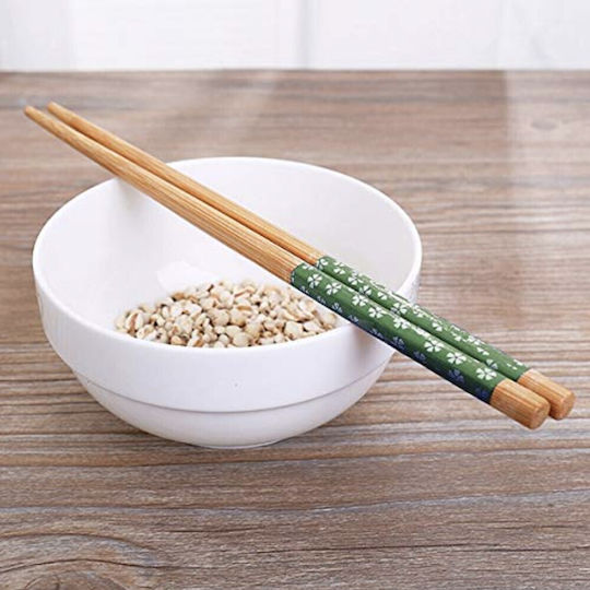 Set 5 Paare Fluffy Bambus Essstäbchen Sushi 22 Cm Braune Grüne