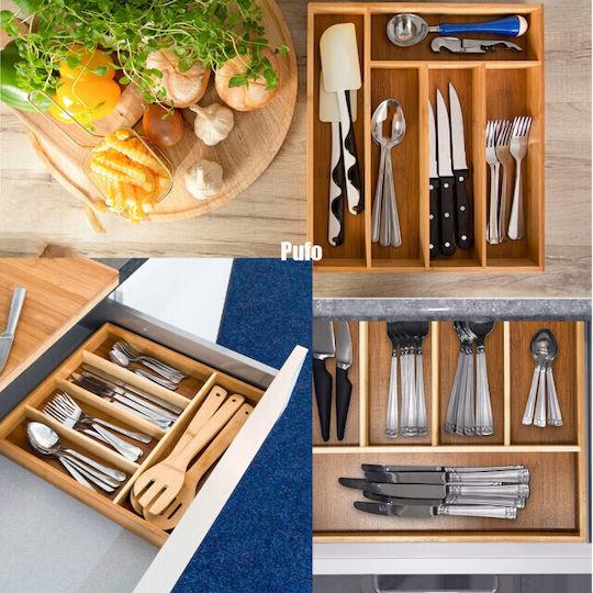 Wooden Drawer Cutlery Tray 37x25cm Brown