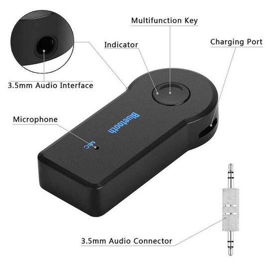 Bluetooth Receiver με θύρα εξόδου 3.5mm Jack και Μικρόφωνο