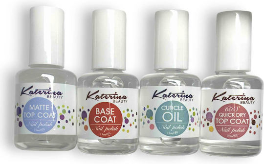 Katerina Beauty Top Coat / Base Coat για Απλά Βερνίκια Quick Dry 19ml