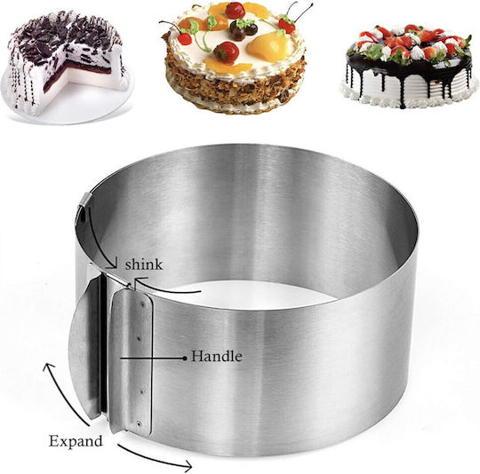 Adjustable Metal Cake Ring Pufo Cake Pastries Height 8.5 Cm Silver