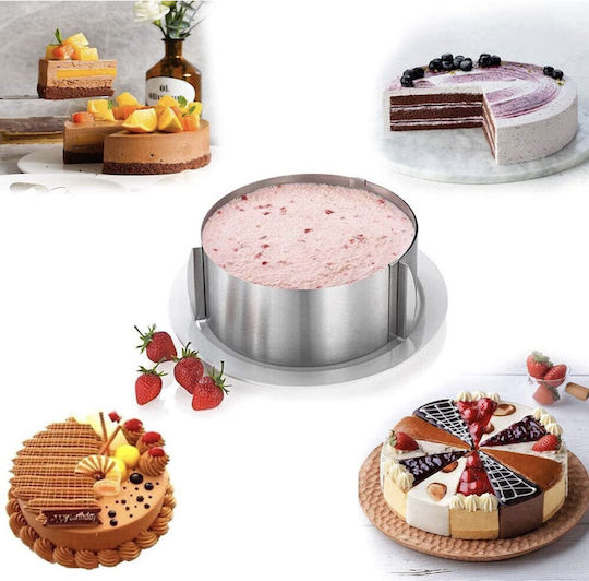 Adjustable Metal Cake Ring Pufo Cake Pastries Height 8.5 Cm Silver