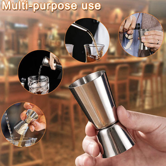 Cani și Linguri de Măsurat Metalice Jigger Pufo Băuturi Alcoolice Cocktails Ideal Baruri Restaurante Barmani Model Dublu 15/30 Ml
