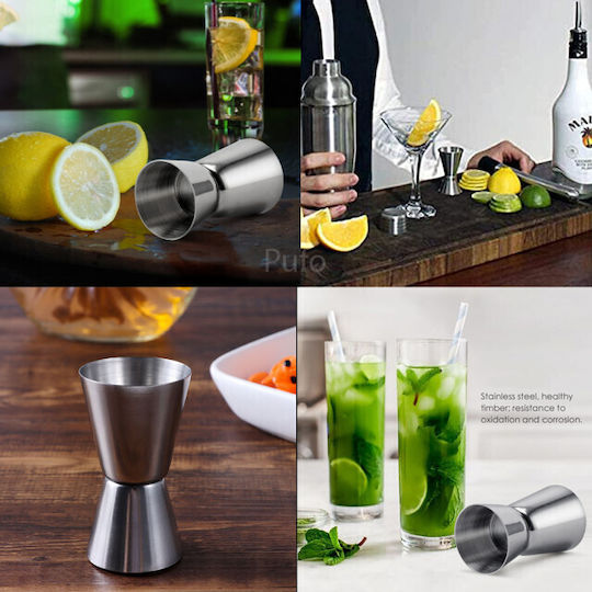 Cani și Linguri de Măsurat Metalice Jigger Pufo Băuturi Alcoolice Cocktails Ideal Baruri Restaurante Barmani Model Dublu 15/30 Ml