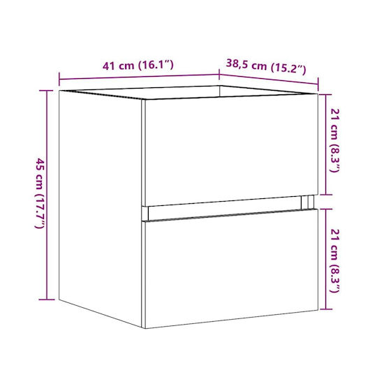 vidaXL Waschtisch ohne Waschbecken L41xB38.5xH45cm Gray