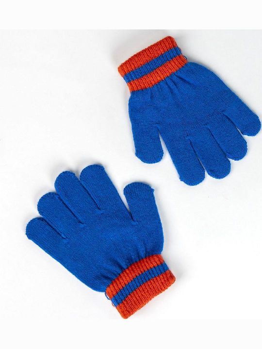 Kids Beanie Set with Scarf & Gloves Knitted Blue 3pcs