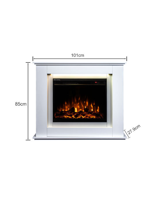 Hitense De Lux Floor Electric Fireplace 2000W 101x27.9cm White