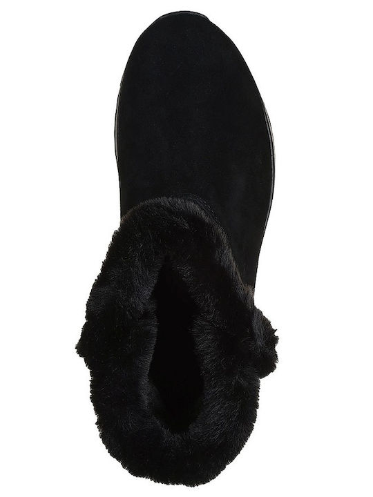 Stellar Suede Women's Ankle Boots with Fur Black