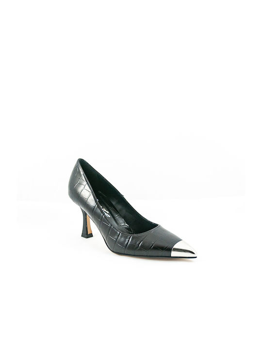 Sante Synthetic Leather Pointed Toe Black Medium Heels