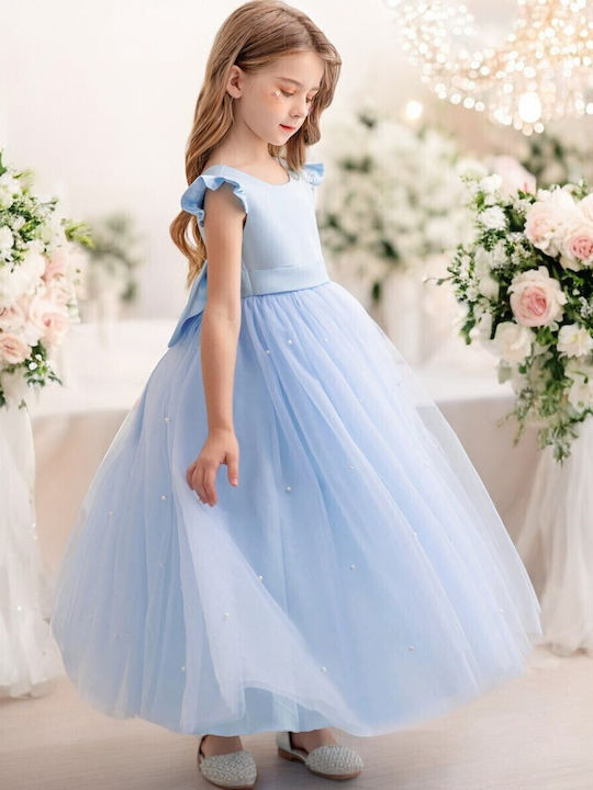 Kinderkleid Ärmellos Tüll Light Blue