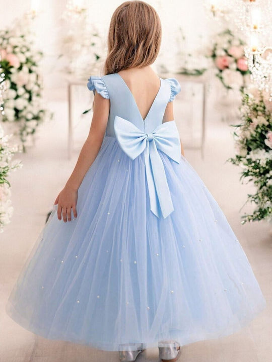Kinderkleid Ärmellos Tüll Light Blue