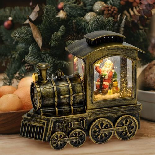 Christmas Decorative Train Lighted with Santa Claus 16x8x18cm