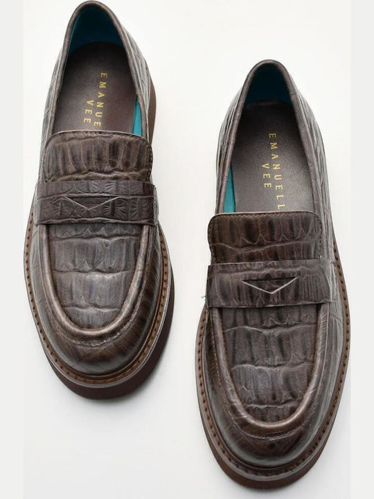 Leder Damen Loafers in Braun Farbe