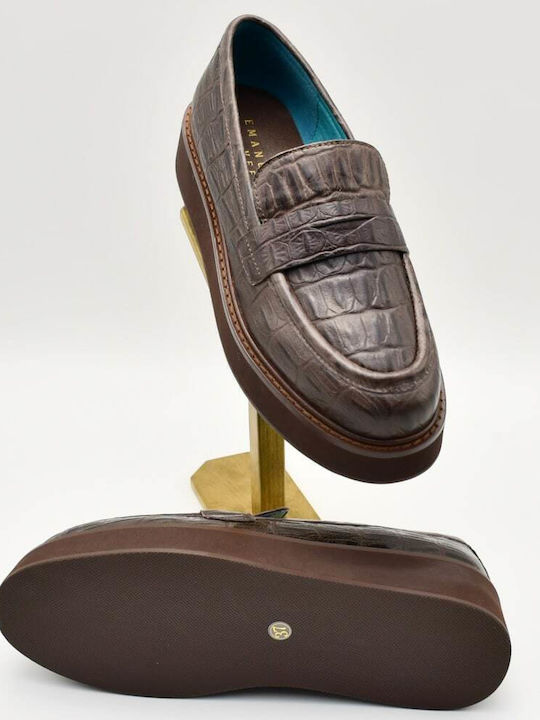 Leder Damen Loafers in Braun Farbe
