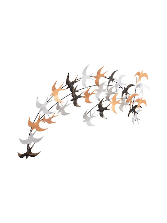 HomeMarkt Wall Decor Birds Multicolour Made of Metallic 131x7cm