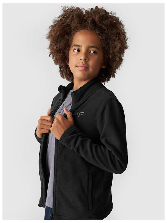 Sportlich Kinderstrickjacke Fleece Schwarz