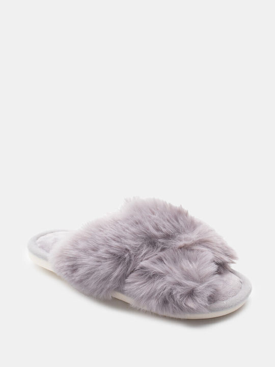 Luigi Winter Women's Slippers with fur in Gray color