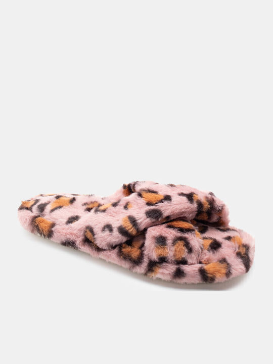 Winter Damen Hausschuhe mit Fell Rosa
