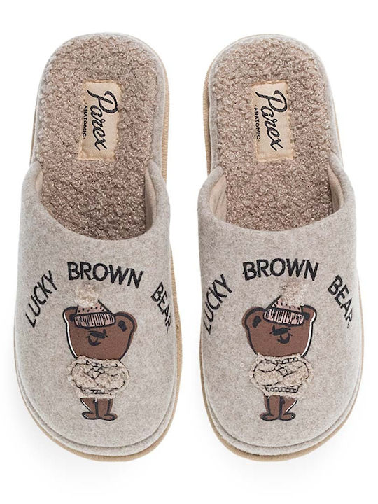 Parex Winter Women's Slippers in Beige color