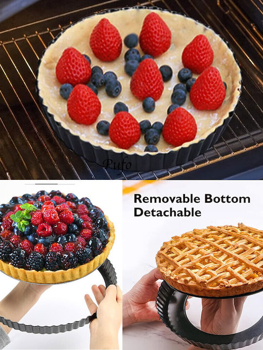 Round Metal Baking Pan for Puf Cookies Cakes and Pies with Detachable Base 28 cm