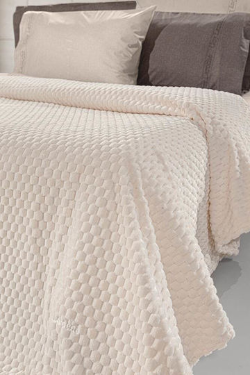 Guy Laroche Smoothie Fleece Single Blanket 160x220cm Ivory