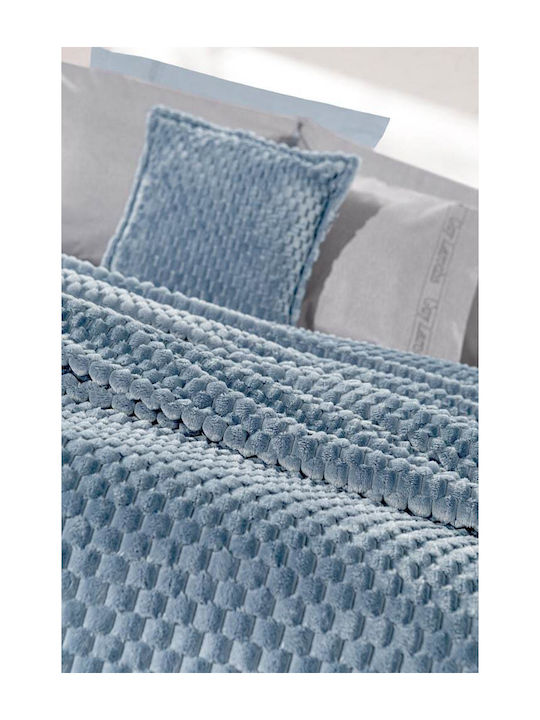 Guy Laroche Smoothie Σετ Κουβέρτα Fleece Υπέρδιπλη 220x240εκ. Blue