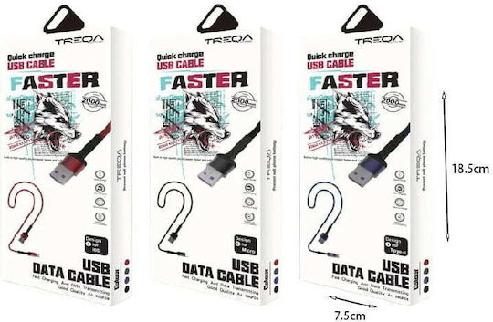Treqa CA-8563 USB 2.0 Cable USB-C male - USB-A Red 2m