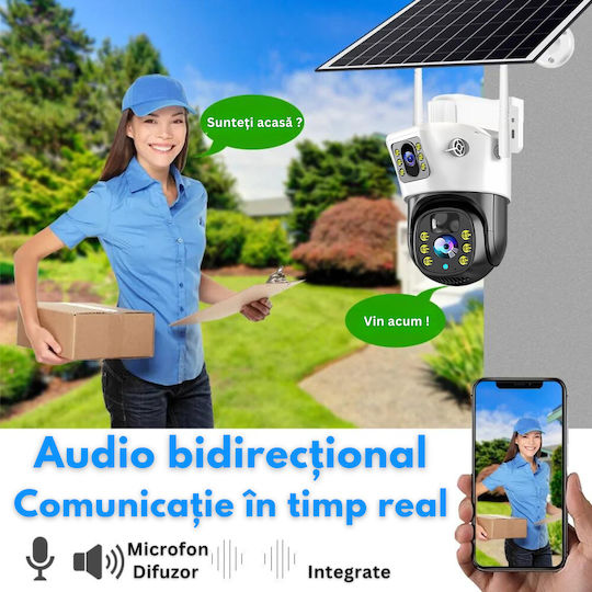 IP Cameră de Supraveghere 4G Full HD+ 4MP Rezistentă la apă Pe baterii cu Comunicare Bidirecțională