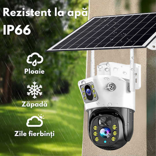 IP Cameră de Supraveghere 4G Full HD+ 4MP Rezistentă la apă Pe baterii cu Comunicare Bidirecțională
