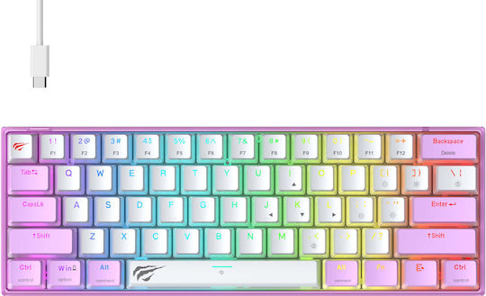 Havit KB877L Gaming Mechanical Keyboard 60% With Custom Switches And RGB Lighting English US Transparent White