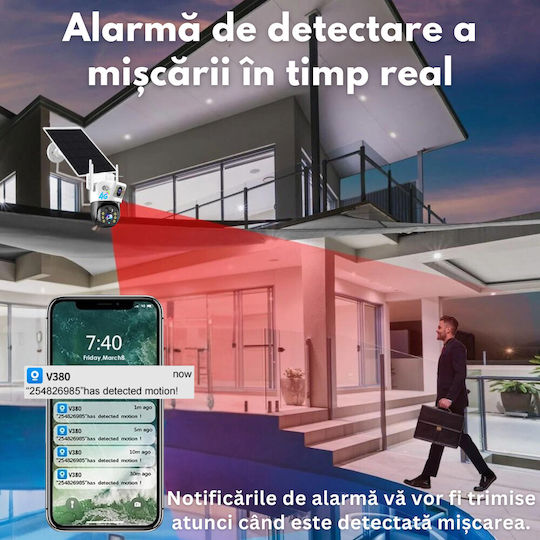 IP Cameră de Supraveghere 4G Full HD+ 4MP Rezistentă la apă Pe baterii cu Comunicare Bidirecțională