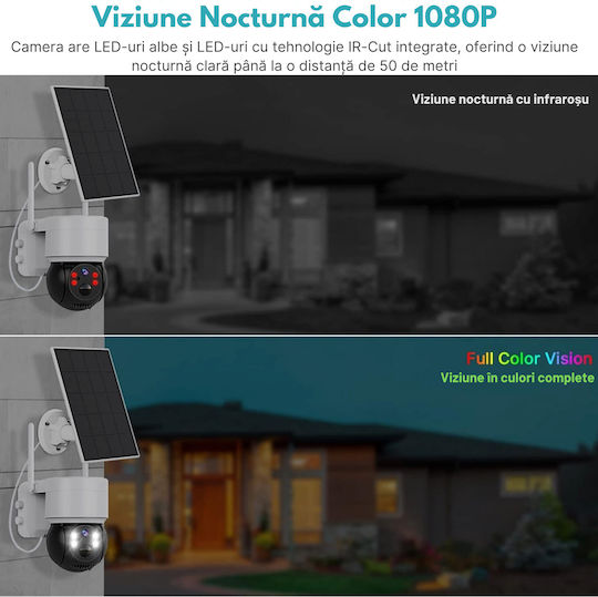 IP Cameră de Supraveghere Wi-Fi Full HD 1080p Rezistentă la apă Pe baterii cu Comunicare Bidirecțională