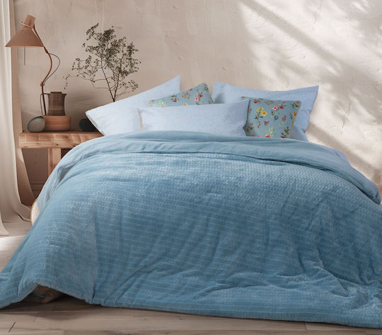 Nef-Nef Homeware Комбинирано одеяло Единично 160x220бр Ezra Син 240 г/м²Gsm