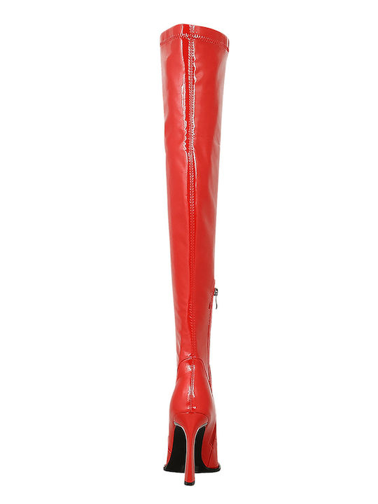 Biven Damenstiefel aus Lackleder mit hohem Absatz Rot