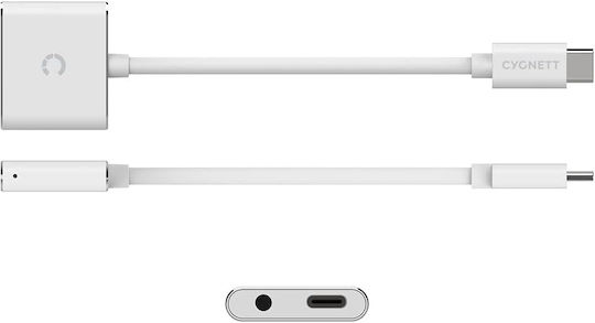 Cygnett Конвертор USB-C мъжки към 3.5mm / USB-B женски Бял 1бр