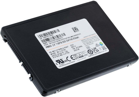 Samsung PM893 SSD 7.7TB τύπου 2.5'' με σύνδεση SATA III MZ7L37T6HBLA-00A07 Bulk