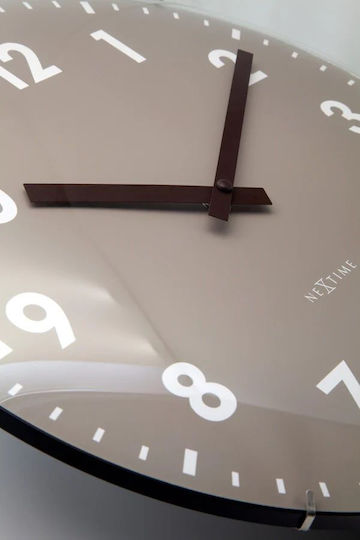 Ρολόι Τοίχου 35cm Χακί Domed Glass Lens-silent-glass-nextime 'duomo' 3542ki