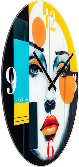 Wall Clock 43cm Silent Multicolour Glass Nextime 'Vogue' 8199