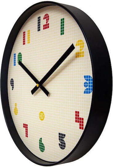 Ρολόι Τοίχου 35cm Αθόρυβο Μαύρο Πολύχρωμο Abs Nextime 'bit' 7371