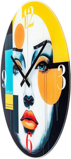 Wall Clock 43cm Silent Multicolour Glass Nextime 'Vogue' 8199