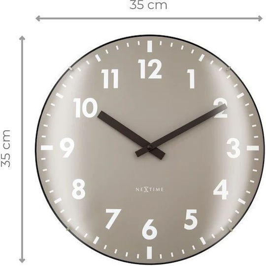 Ρολόι Τοίχου 35cm Χακί Domed Glass Lens-silent-glass-nextime 'duomo' 3542ki