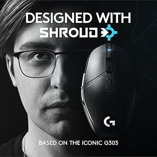 Logitech G303 Shroud Ασύρματο Gaming Ποντίκι 25000 DPI Μαύρο