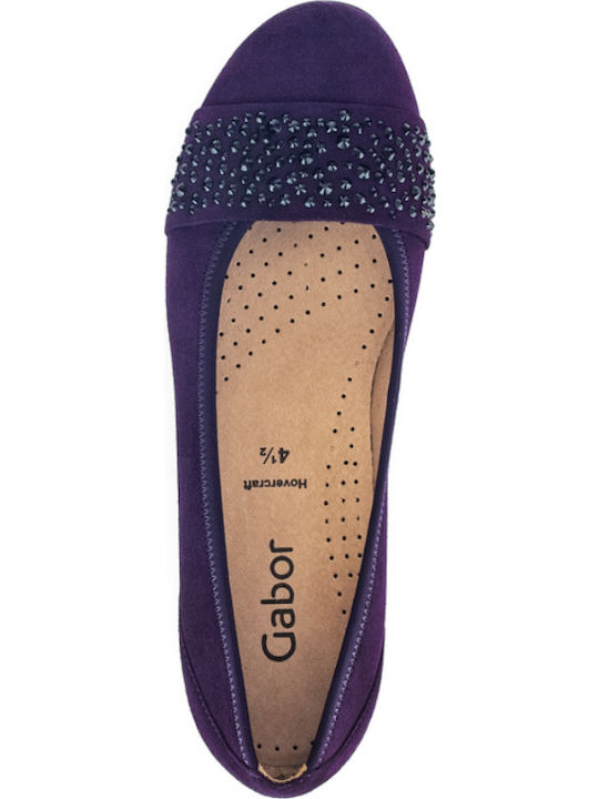 Lederne Damen Ballerinas in Lila Farbe