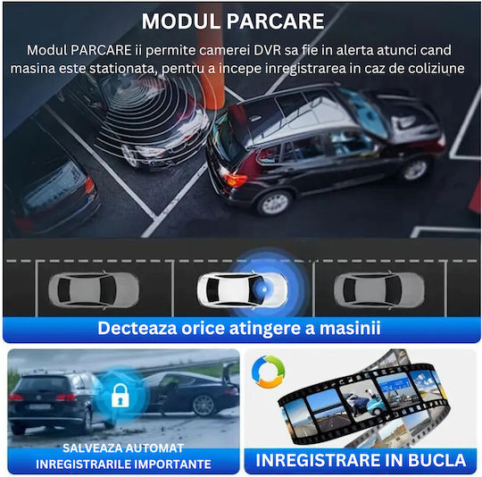 Full Hd 1080p Dashboard Triple Camera Visionhub Wifi Adjustable G-sensor Mobile App Night Vision Loop Recording 170° Wide Angle 2.0 Inch Ips Screen Dvr Front Camera