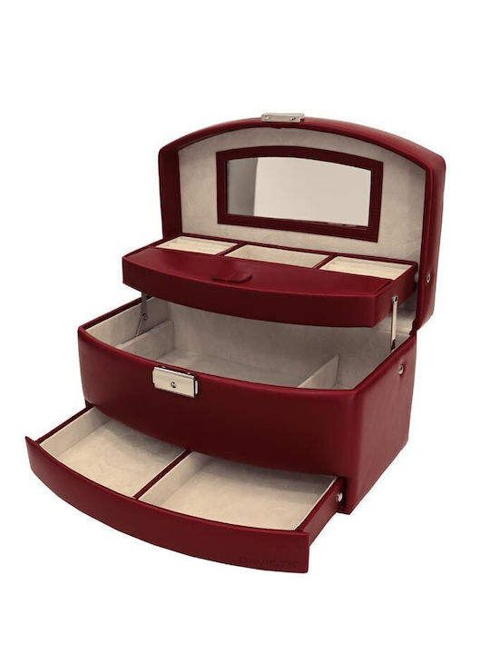 Davidts Metallisches Schmuckkästchen mit Schublade & Spiegel Rote 28x17,5x15cm